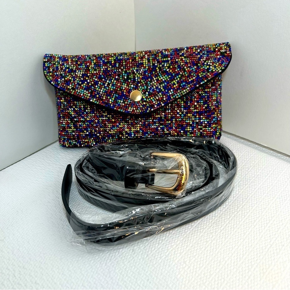 Multi-Color‎ Blue Bling Waist/ Versatile Wear Waist/Clutch Bag New With Tag